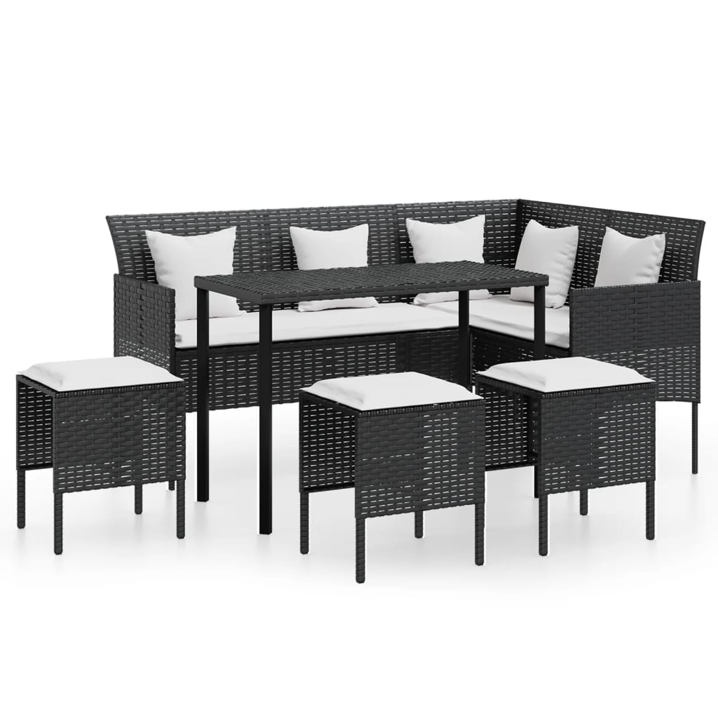 Set von Sofas in L 5pcs mit schwarzen geflochtenen Harzkissen