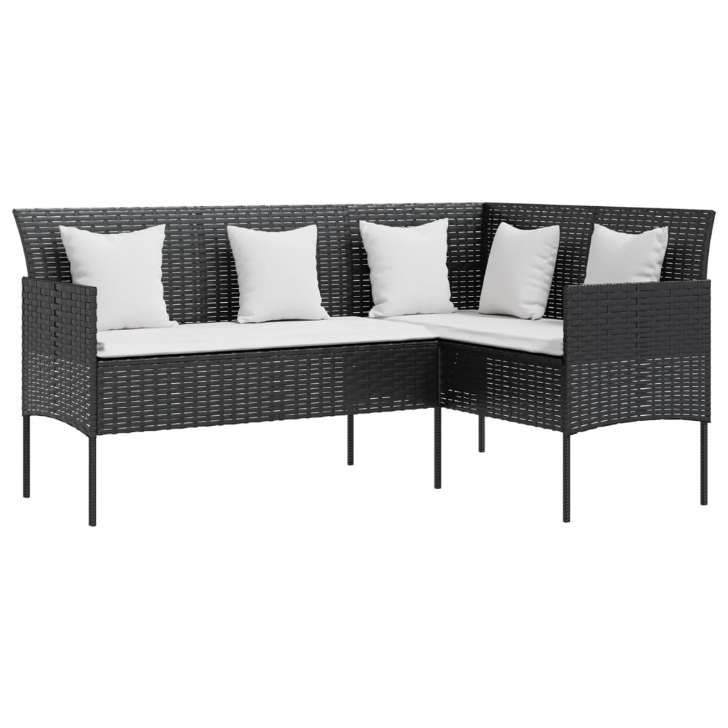 Set von Sofas in L 5pcs mit schwarzen geflochtenen Harzkissen