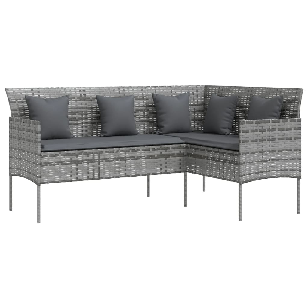 Set of sofas in l 5pcs with gray braided resin cushions