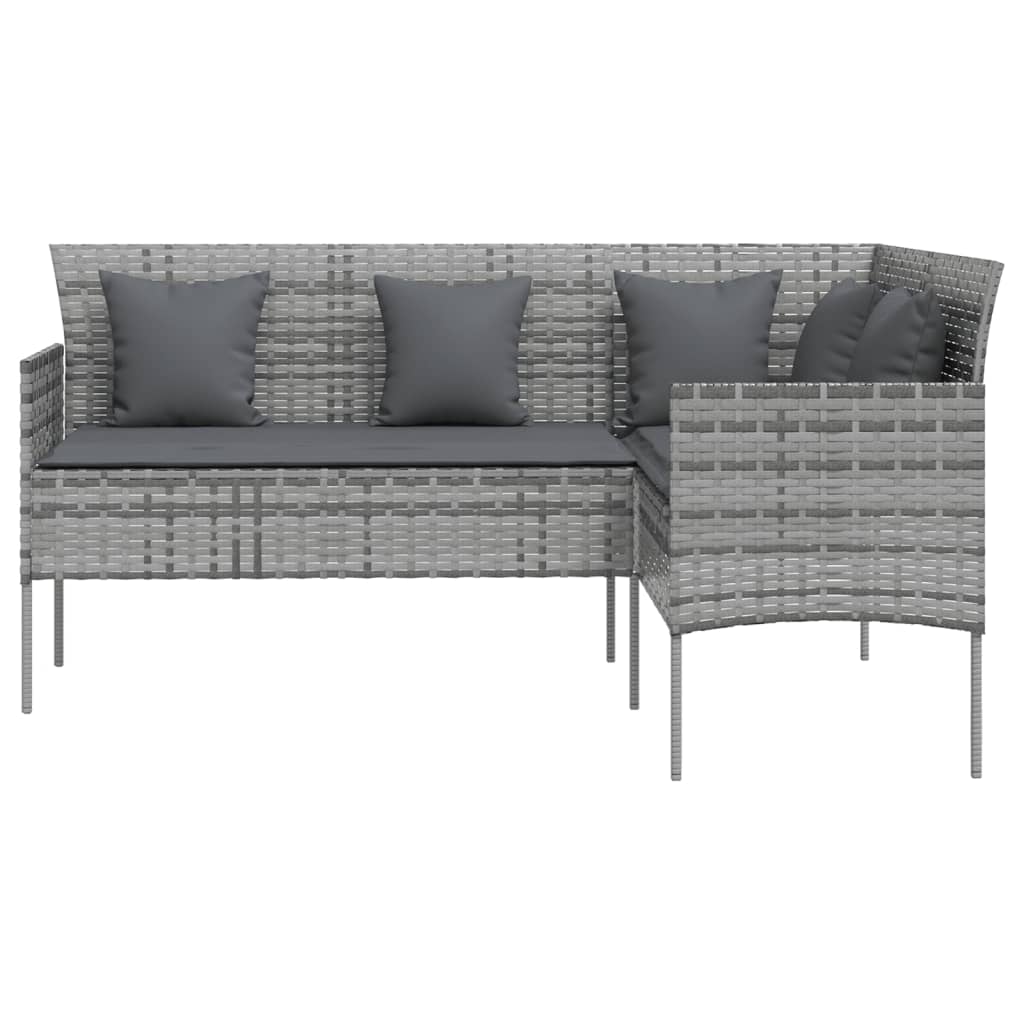 Set of sofas in l 5pcs with gray braided resin cushions