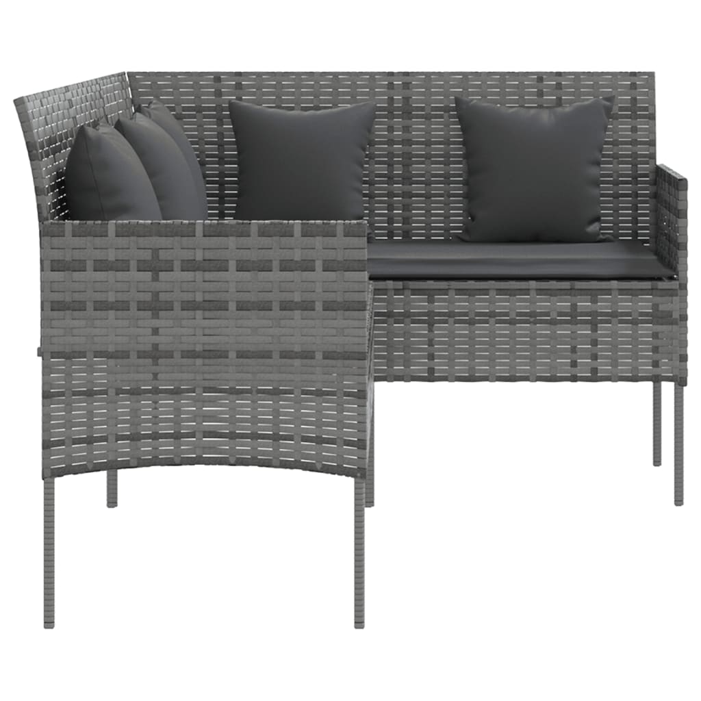 Set of sofas in l 5pcs with gray braided resin cushions