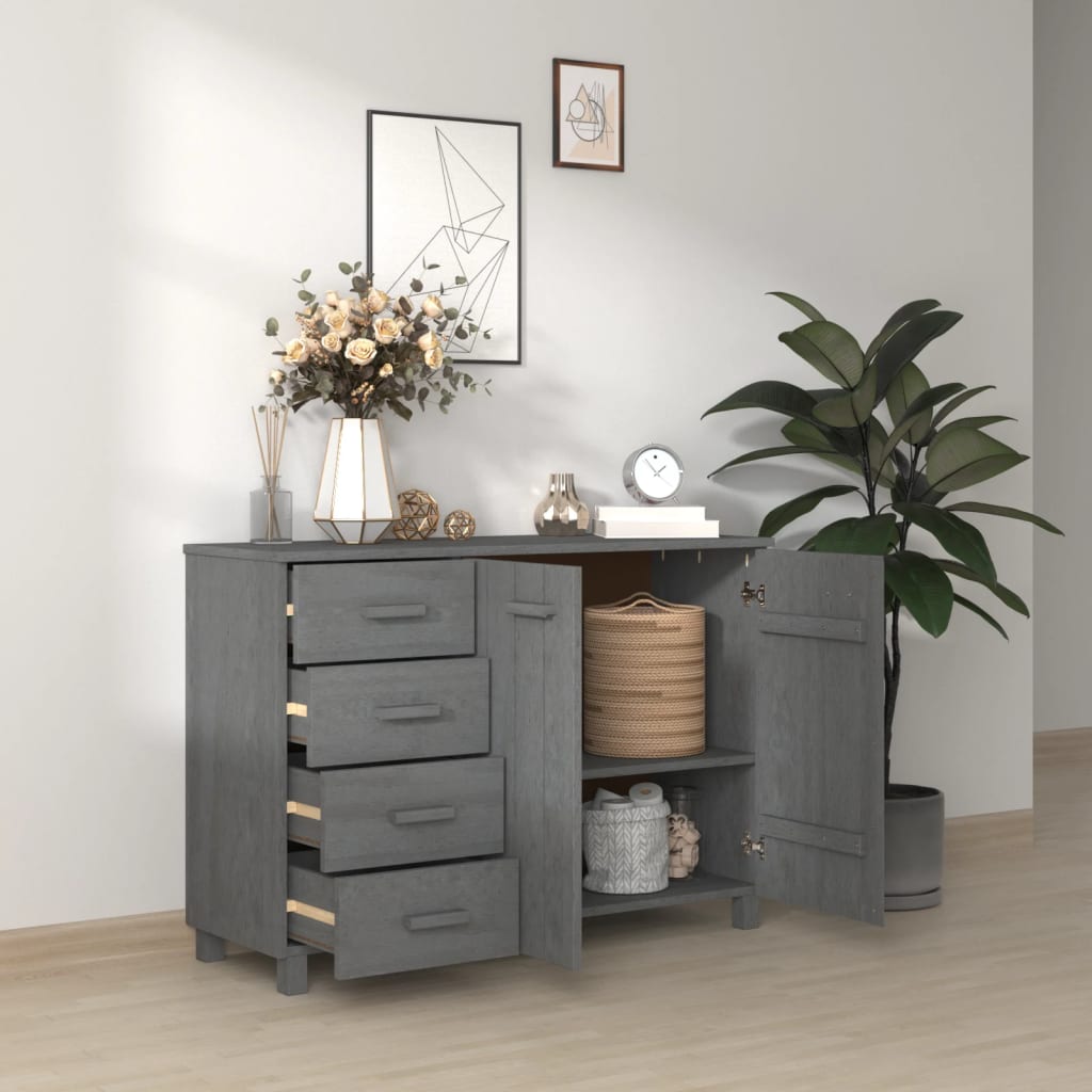 Dark gray Hamar buffet 113x40x80 cm solid pine wood