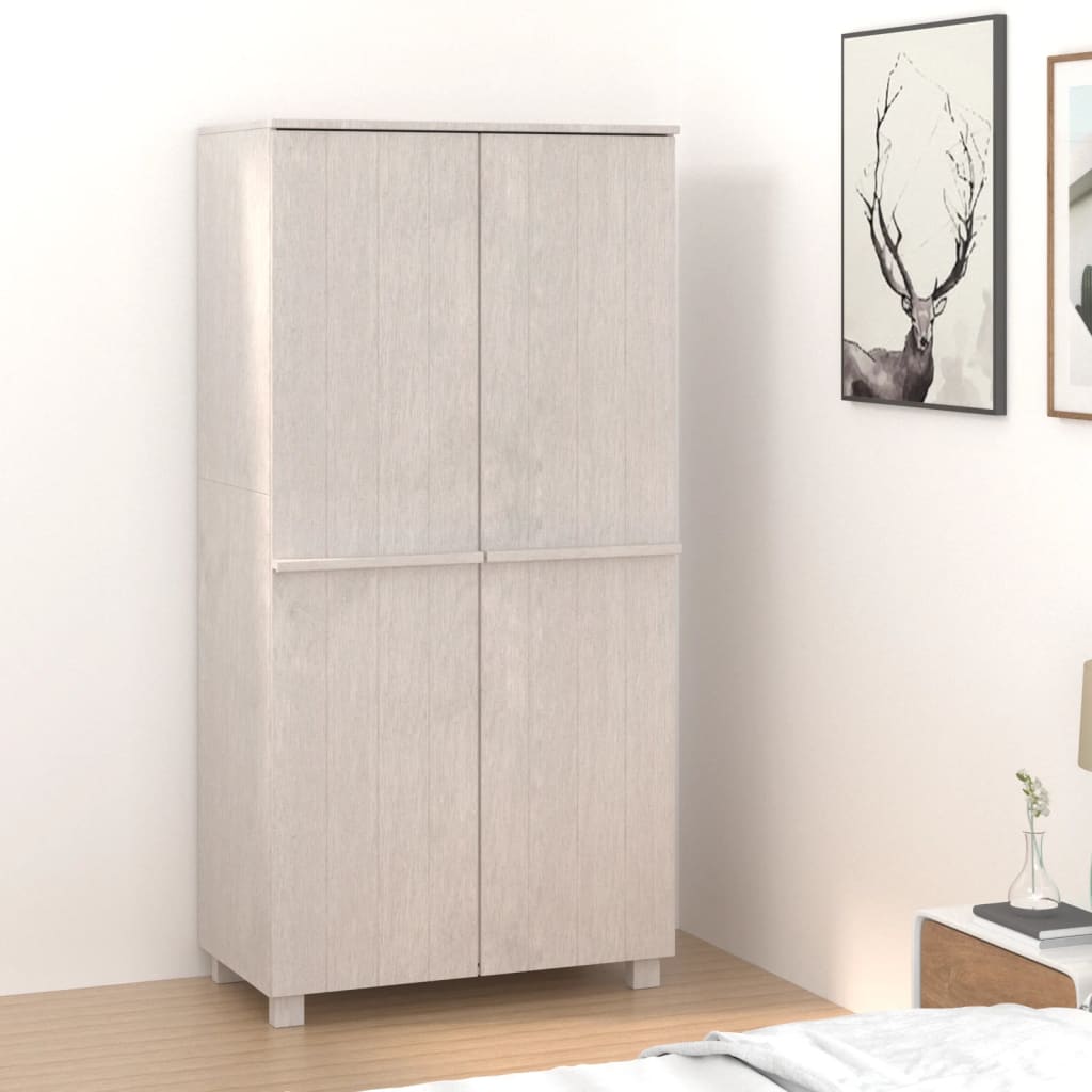 White Hamar wardrobe 89x50x180 cm Solid pine wood