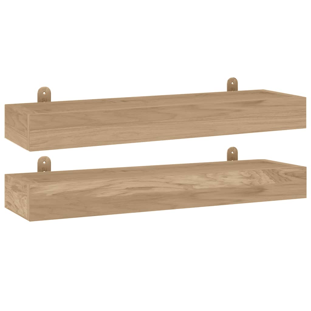 Wall shelves 2 pcs 60x15x6 cm solid teak wood