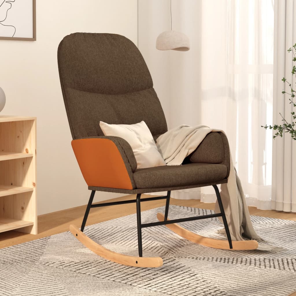 Fabric brown rocking chair