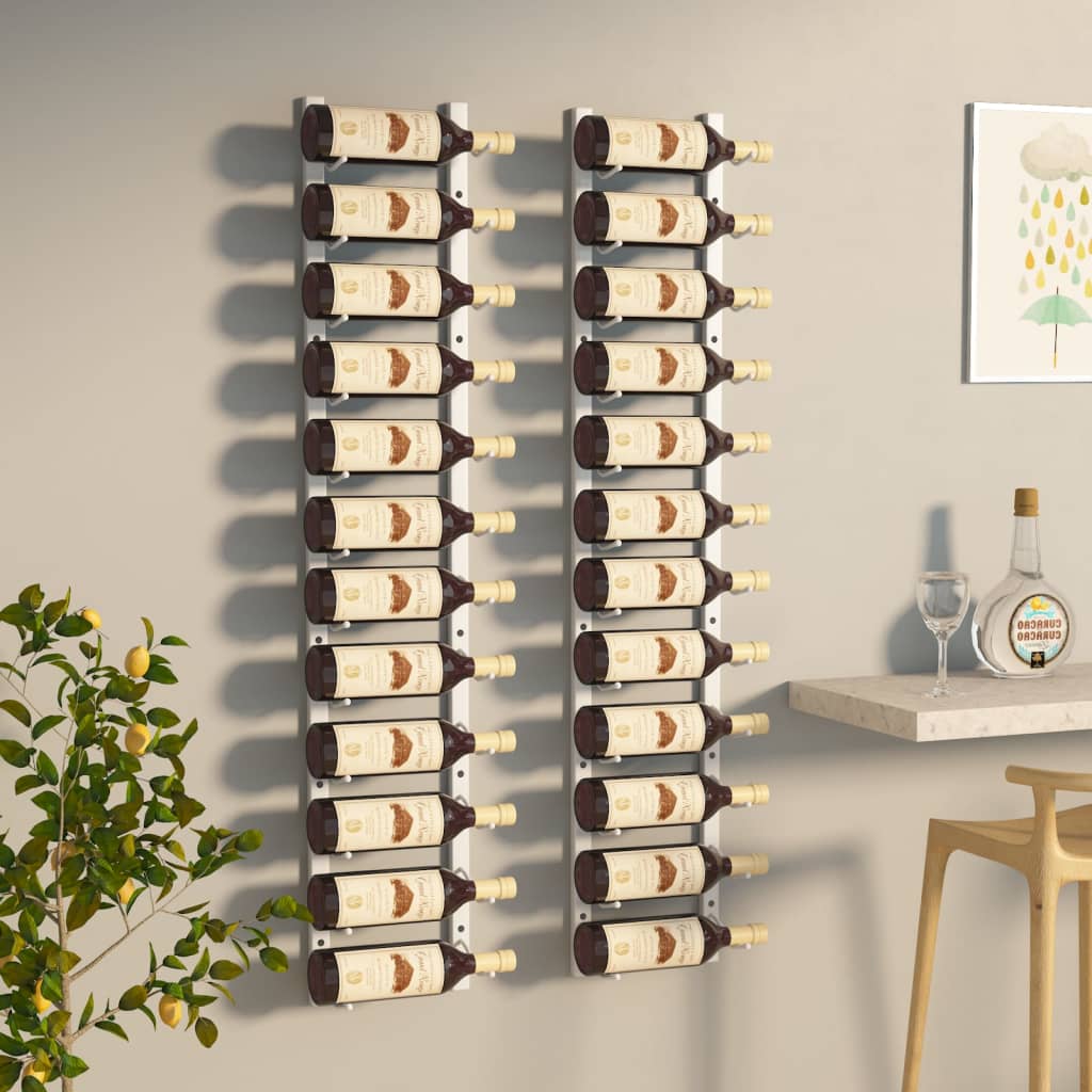 Wall wine record for 12 2 pcs white iron bottles
