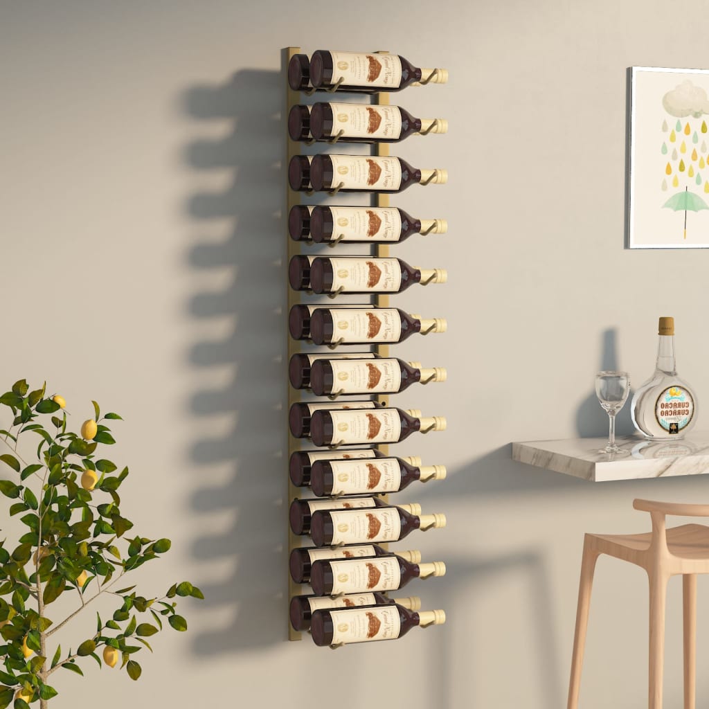 Record di vino da parete per 24 bottiglie d'oro dorate