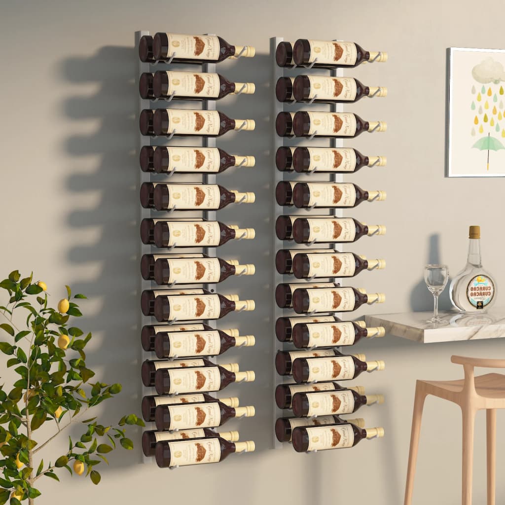 Wall wine record for 24 Bottles 2 pcs white iron