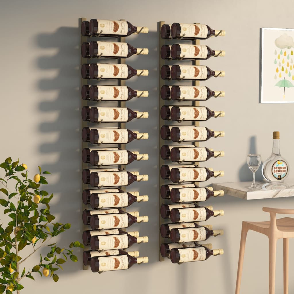 Wall wine record for 24 bottles 2 pcs golden iron