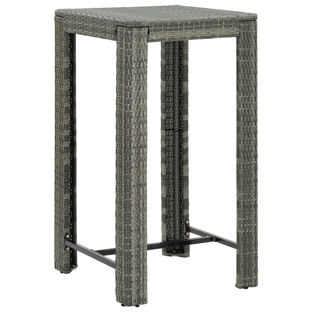 Ensemble de bar de jardin 3 pcs et coussins Résine tressée Gris