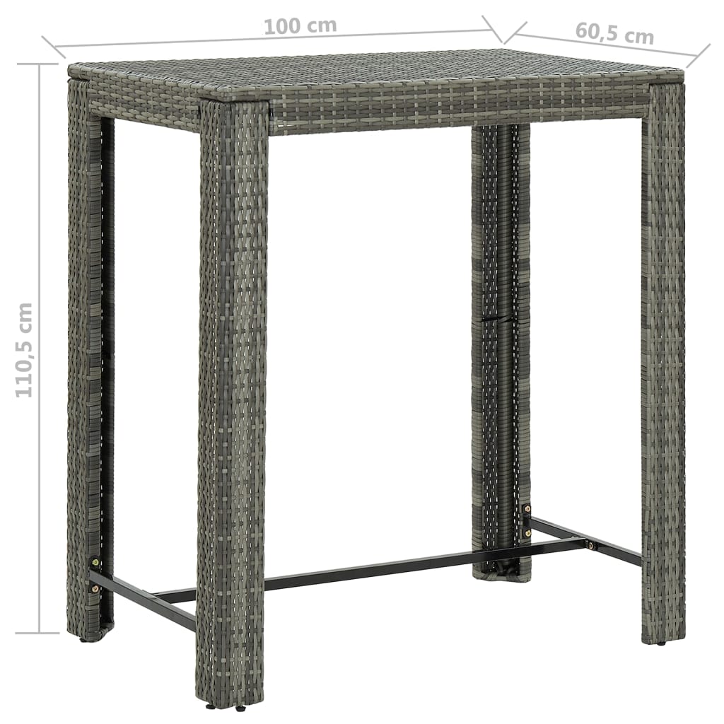 Ensemble de bar de jardin 5 pcs et coussins Résine tressée Gris