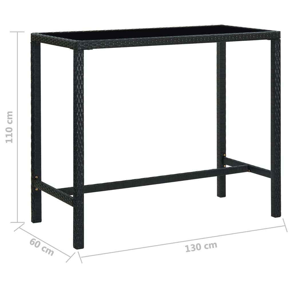 Ensemble de bar de jardin 7 pcs et coussins Résine tressée Noir