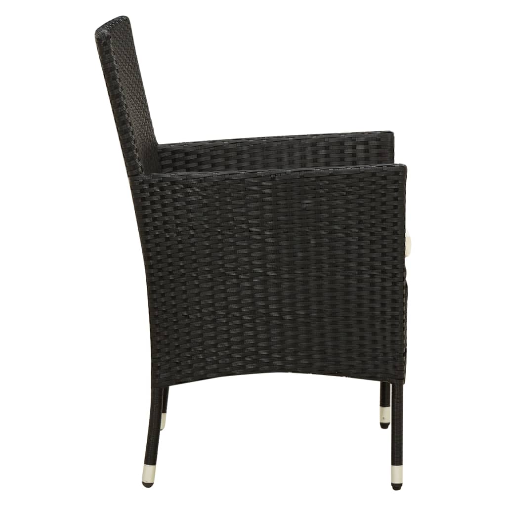 Mobilier à dîner de jardin 9pcs et coussins Résine tressée Noir