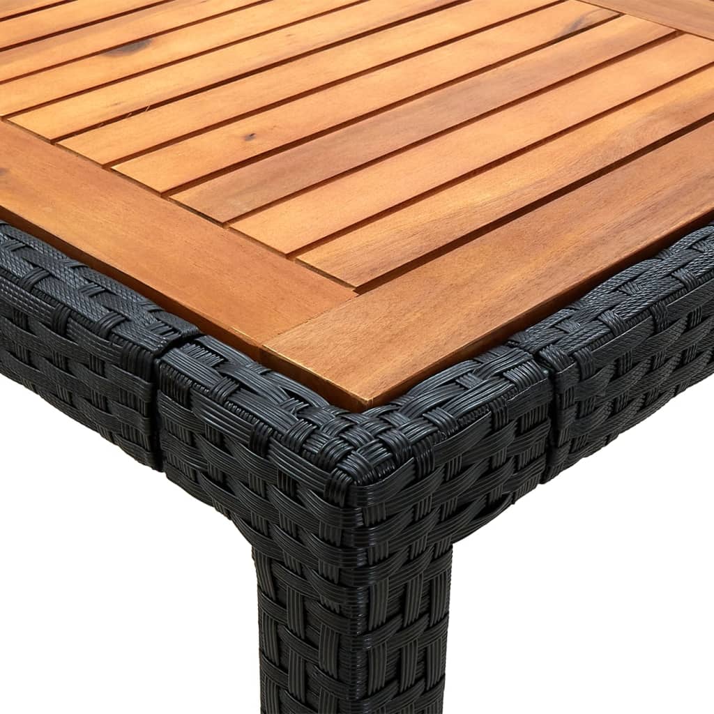 Mobilier à dîner de jardin 9pcs et coussins Résine tressée Noir