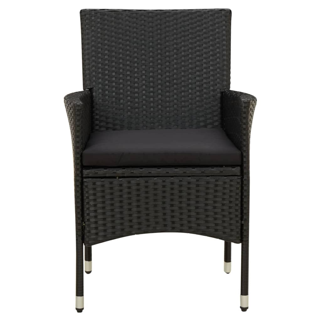 Mobilier à dîner de jardin 5pcs et coussins Résine tressée Noir