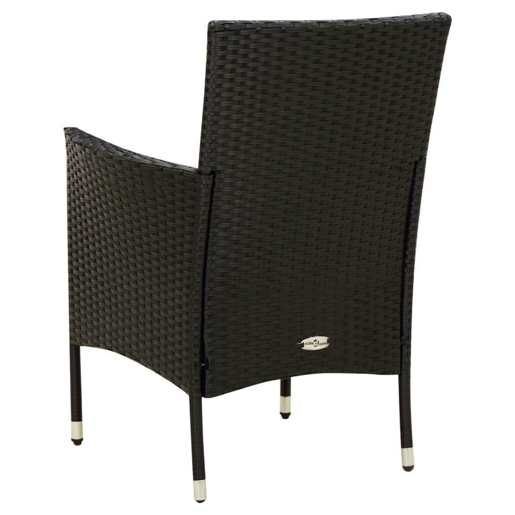 Mobilier à dîner de jardin 5pcs et coussins Résine tressée Noir