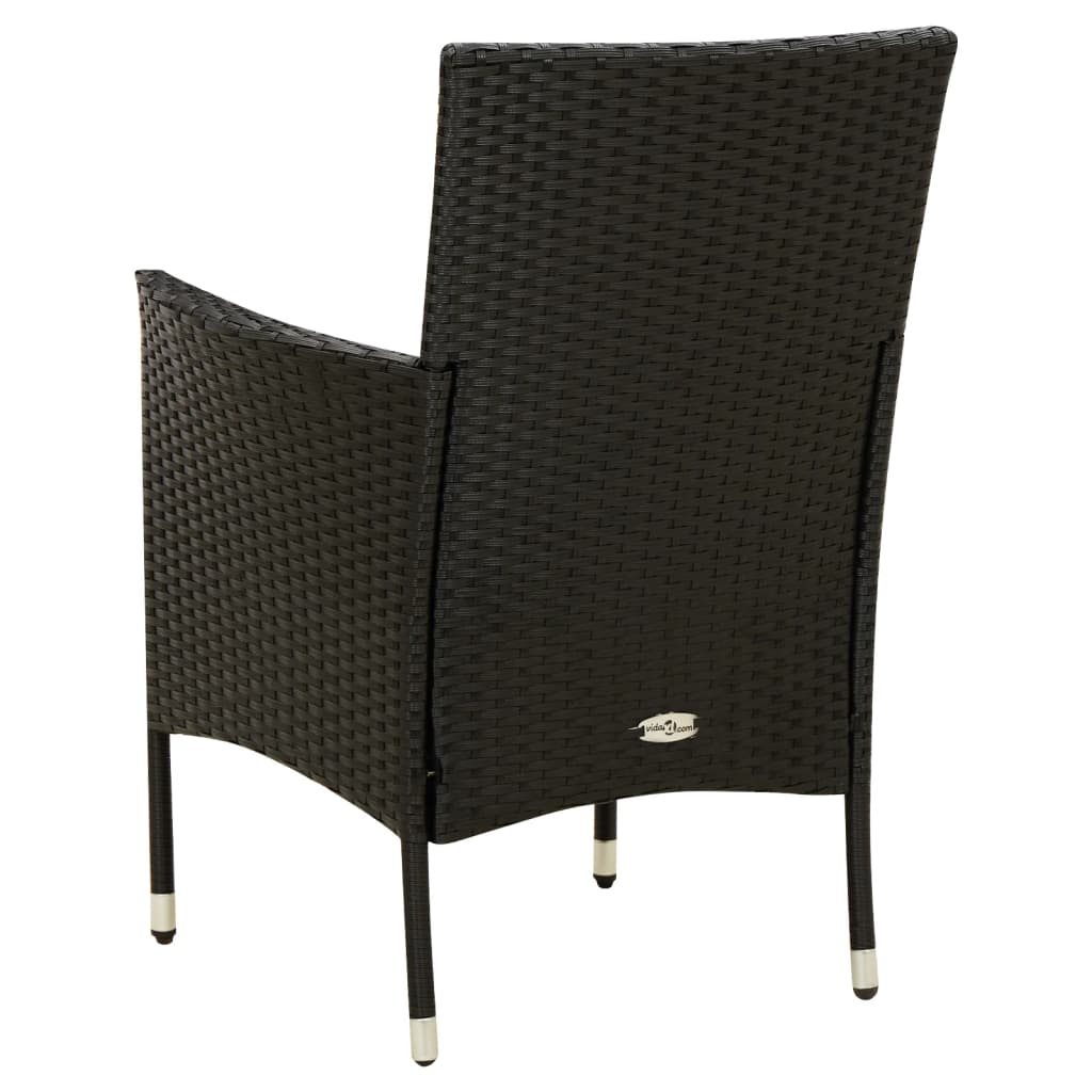 Mobilier à dîner de jardin 9pcs et coussins Résine tressée Noir