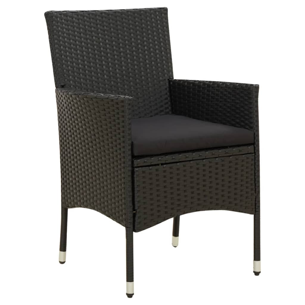 Mobilier à dîner de jardin 7pcs et coussins Résine tressée Noir