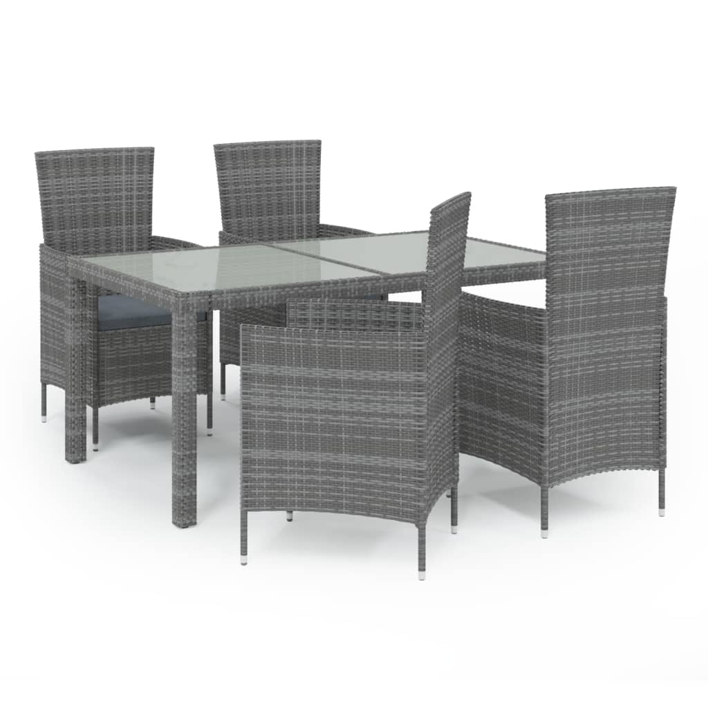 Mobilier à dîner de jardin 5pcs et coussins résine tressée vris