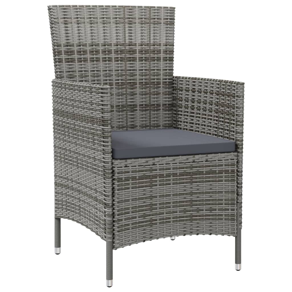 Mobilier à dîner de jardin 3pcs et coussins Résine tressée Gris