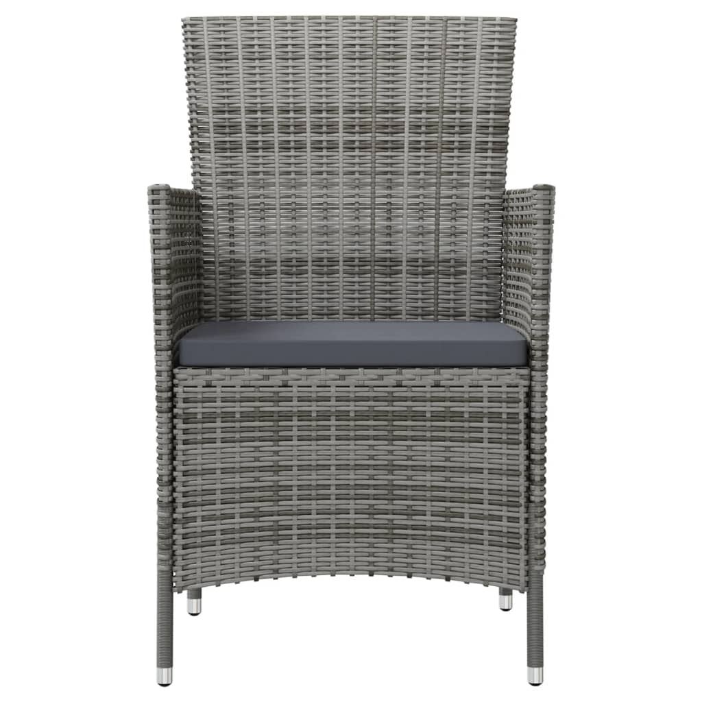 Mobilier à dîner de jardin 3pcs et coussins Résine tressée Gris