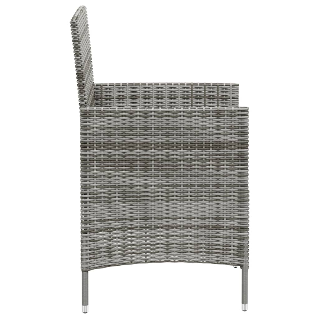 Mobilier à dîner de jardin 3pcs et coussins Résine tressée Gris