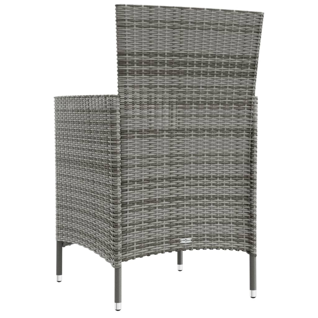 Mobilier à dîner de jardin 3pcs et coussins Résine tressée Gris