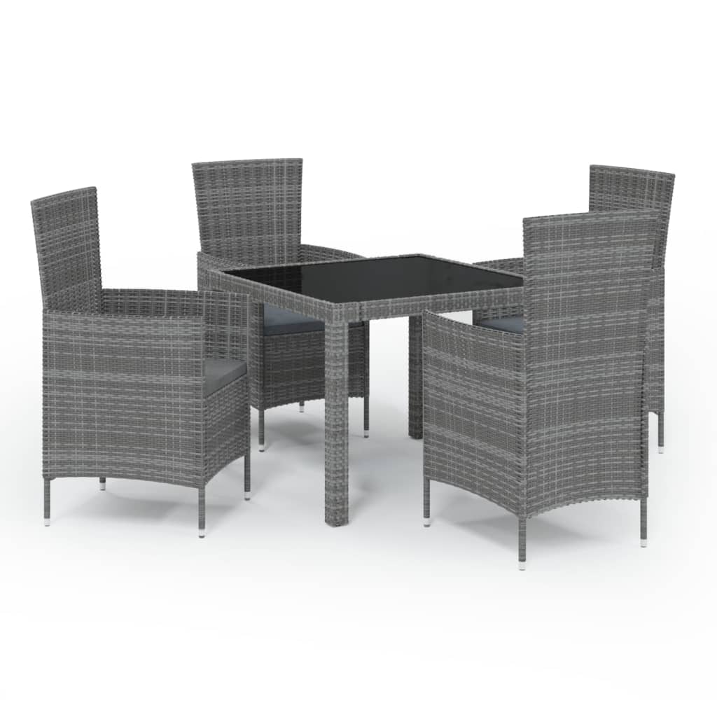 Mobilier à dîner de jardin 5pcs et coussins résine tressée vris