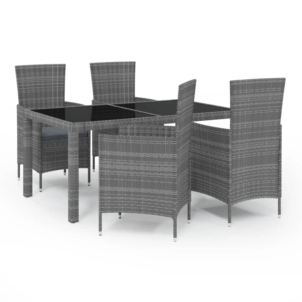 Mobilier à dîner de jardin 5pcs et coussins résine tressée vris