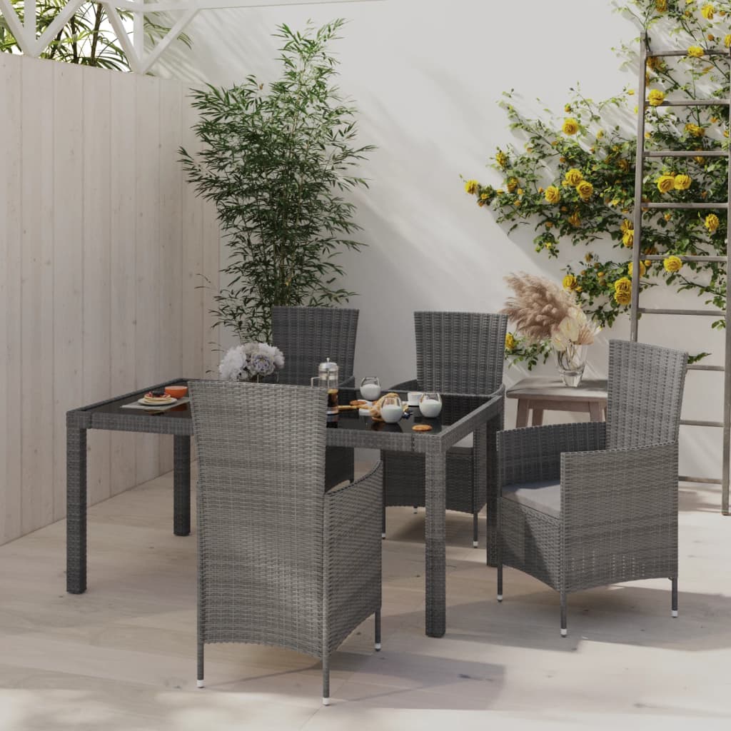 Mobilier à dîner de jardin 5pcs et coussins résine tressée vris