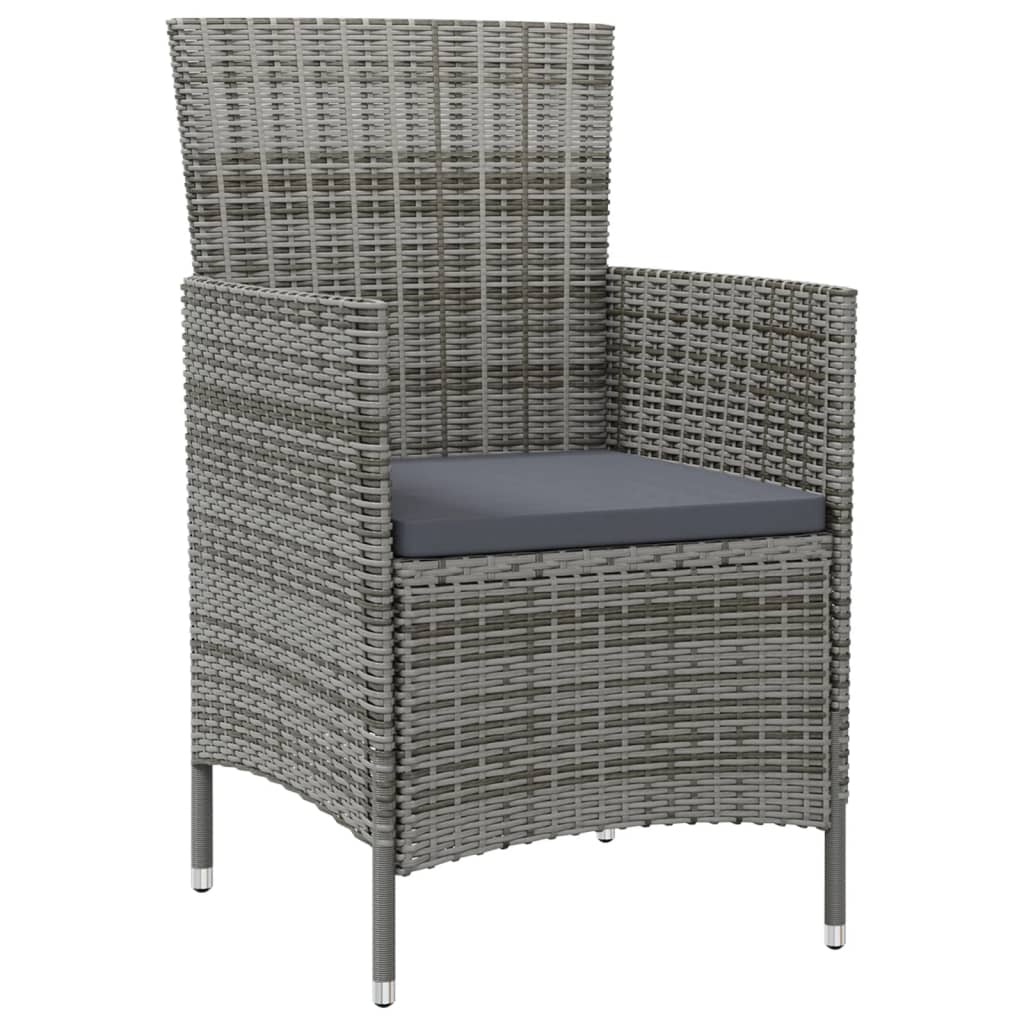 Mobilier à dîner de jardin 9pcs et coussins Résine tressée Gris