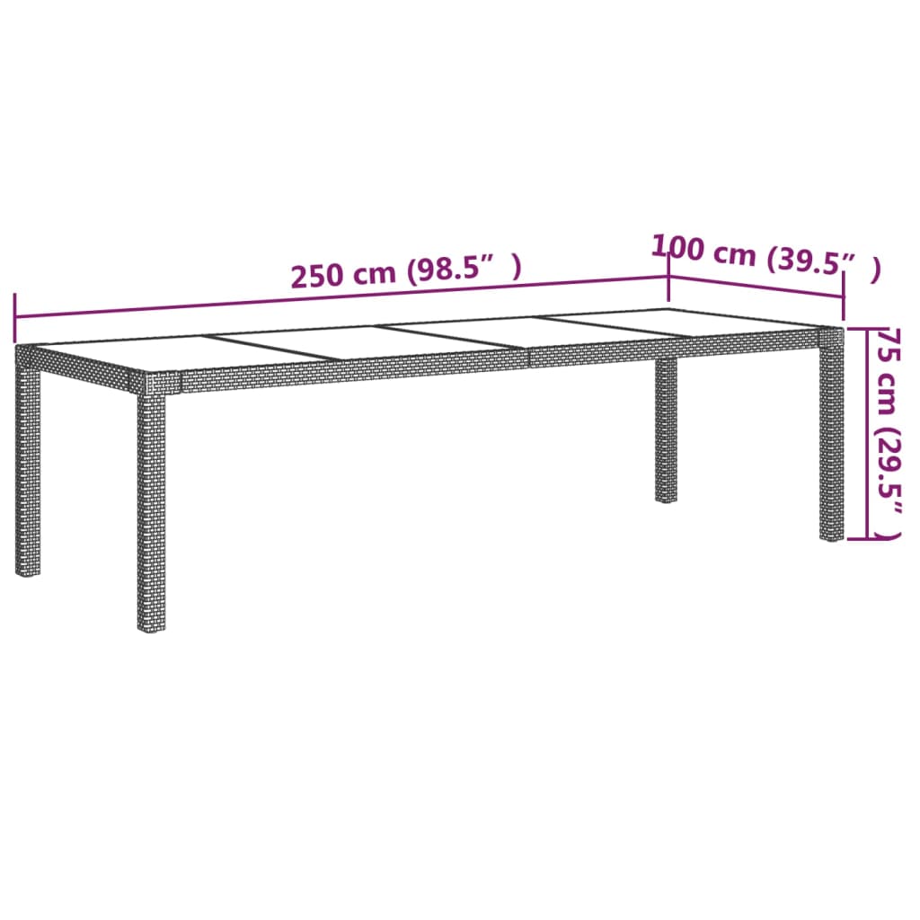 Mobilier à dîner de jardin 9pcs et coussins Résine tressée Gris