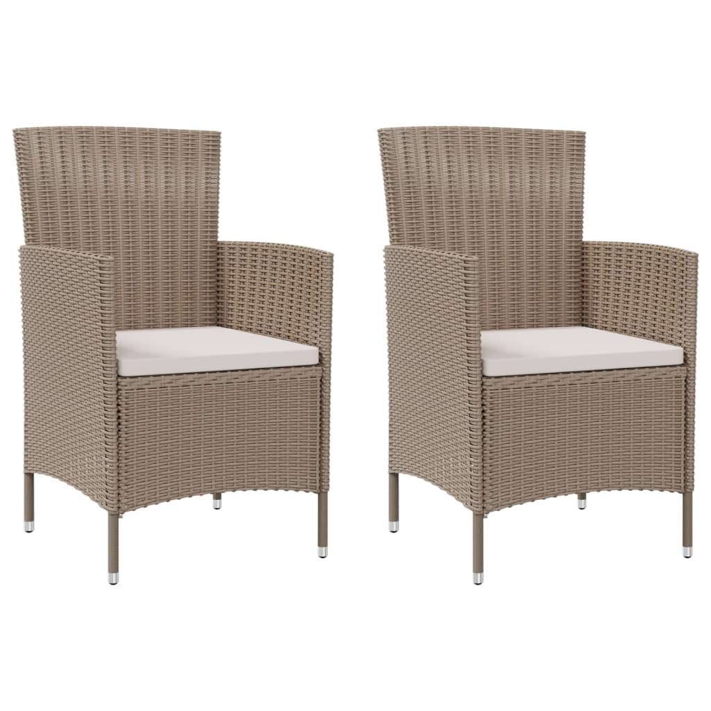 Mobilier à dîner de jardin 3 pcs coussins Résine tressée Beige