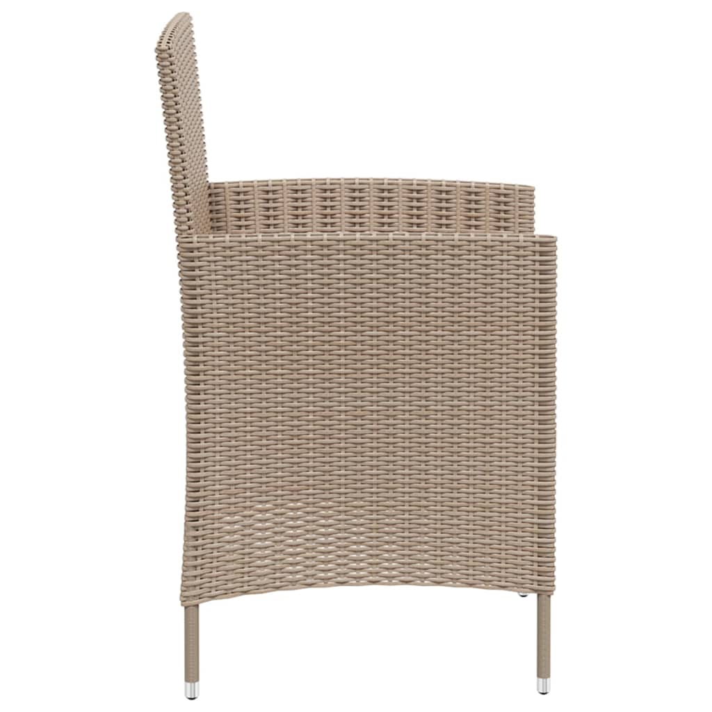 Mobilier à dîner de jardin 3 pcs coussins Résine tressée Beige