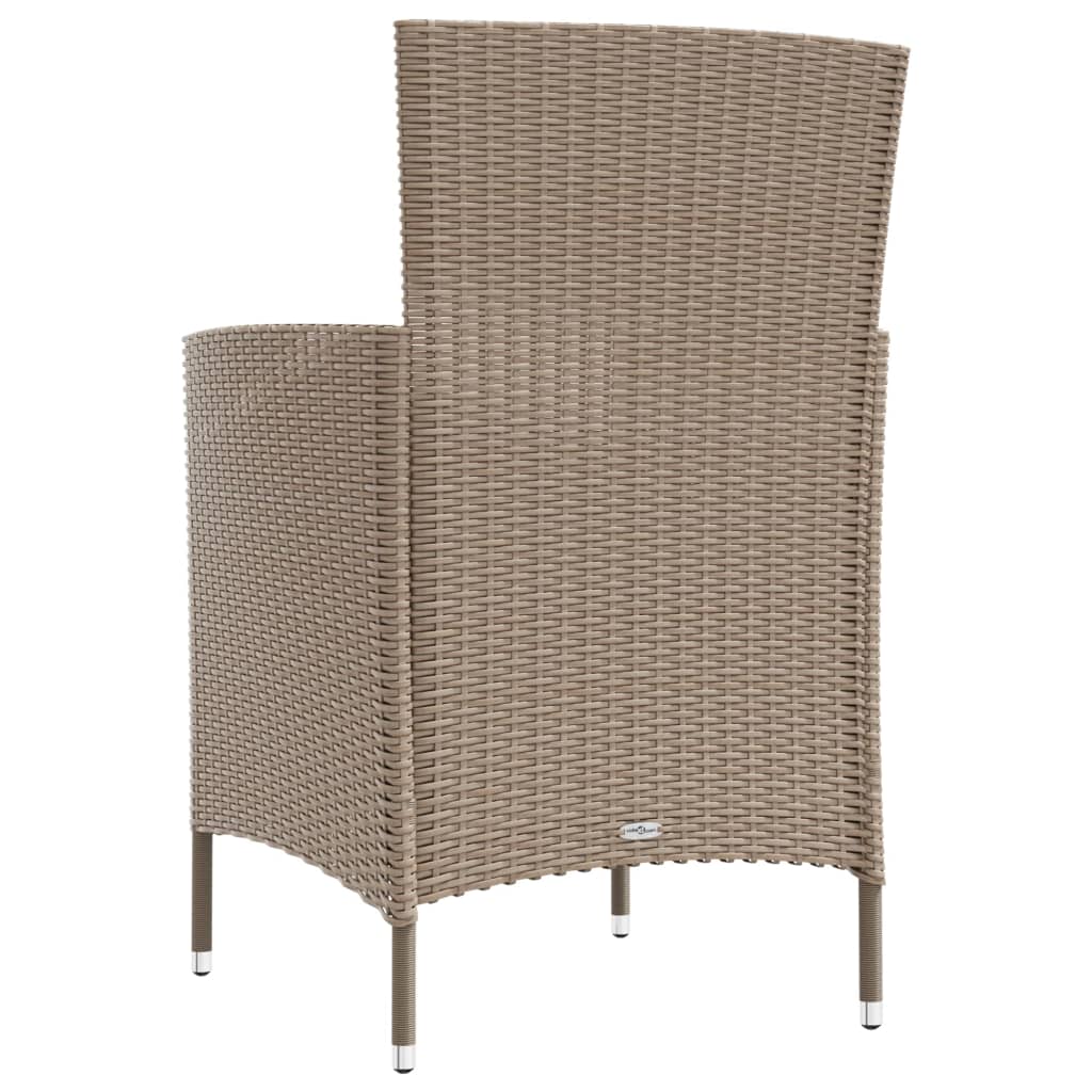 Mobilier à dîner de jardin 3 pcs coussins Résine tressée Beige