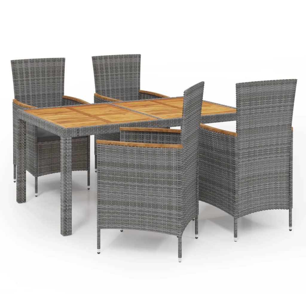 Mobilier à dîner de jardin 5pcs et coussins résine tressée vris