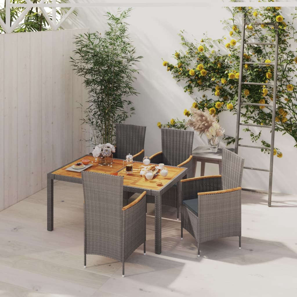 Mobilier à dîner de jardin 5pcs et coussins résine tressée vris