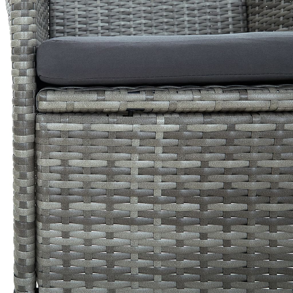 Mobilier à dîner de jardin 9pcs et coussins Résine tressée Gris