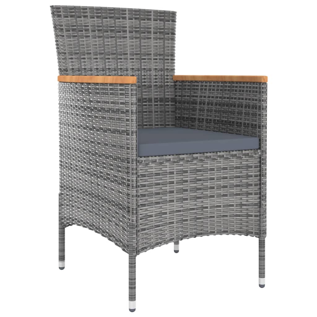 Mobilier à dîner de jardin 9pcs et coussins Résine tressée Gris