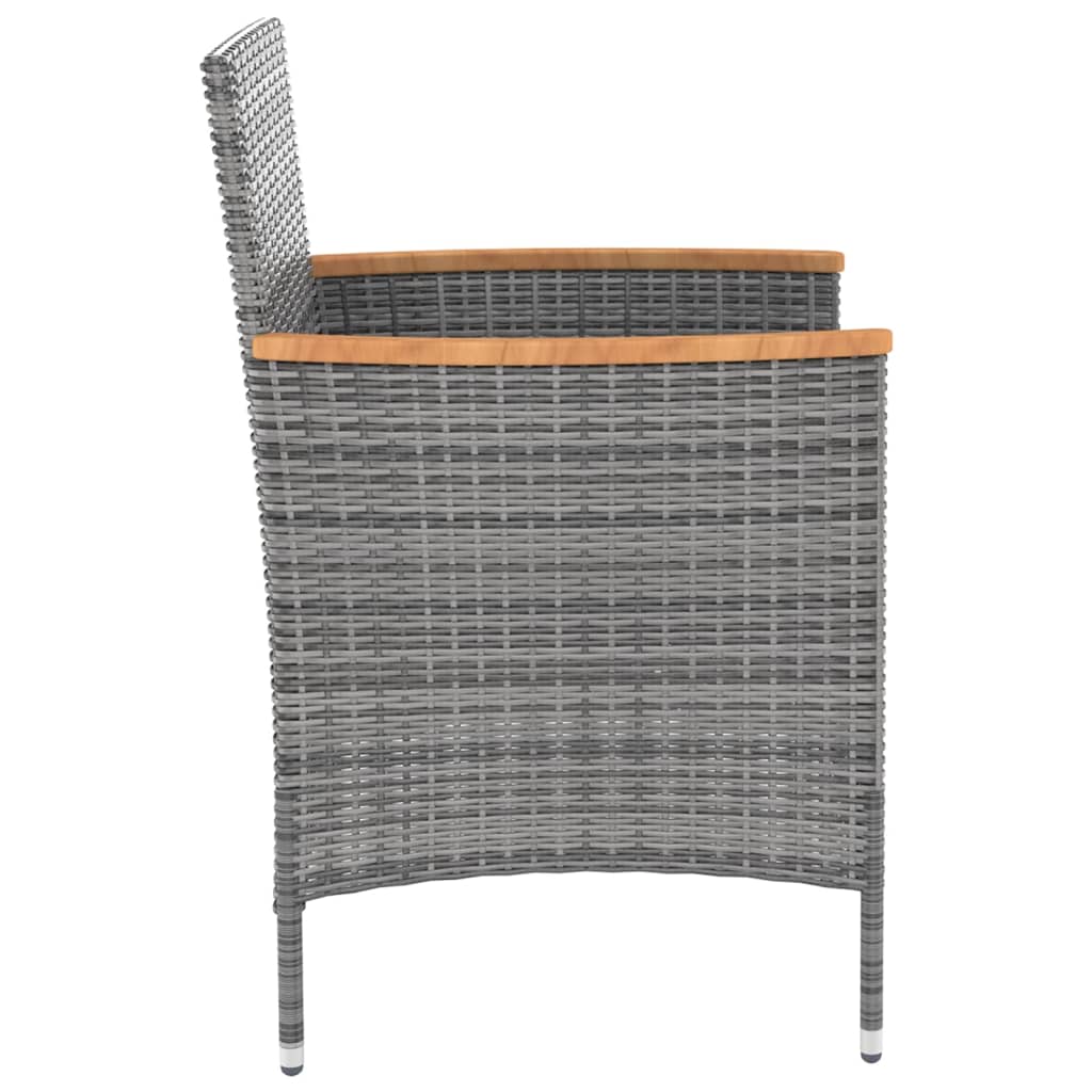 Mobilier à dîner de jardin 9pcs et coussins Résine tressée Gris