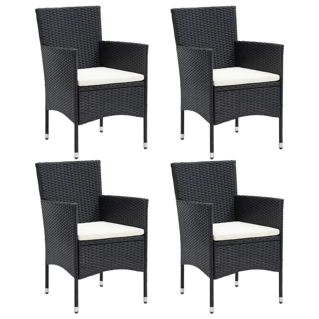 Mobilier à dîner de jardin et coussins 5pcs Résine tressée Noir