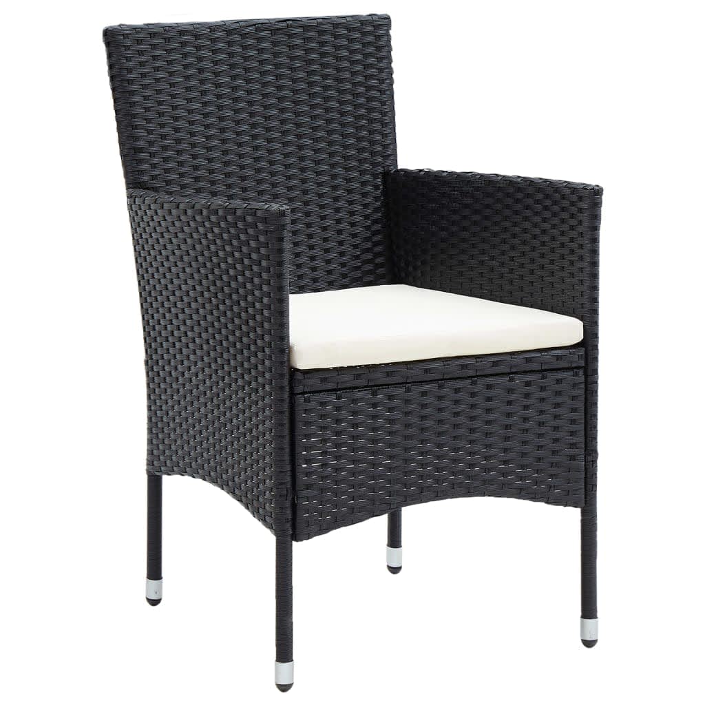 Mobilier à dîner de jardin et coussins 5pcs Résine tressée Noir