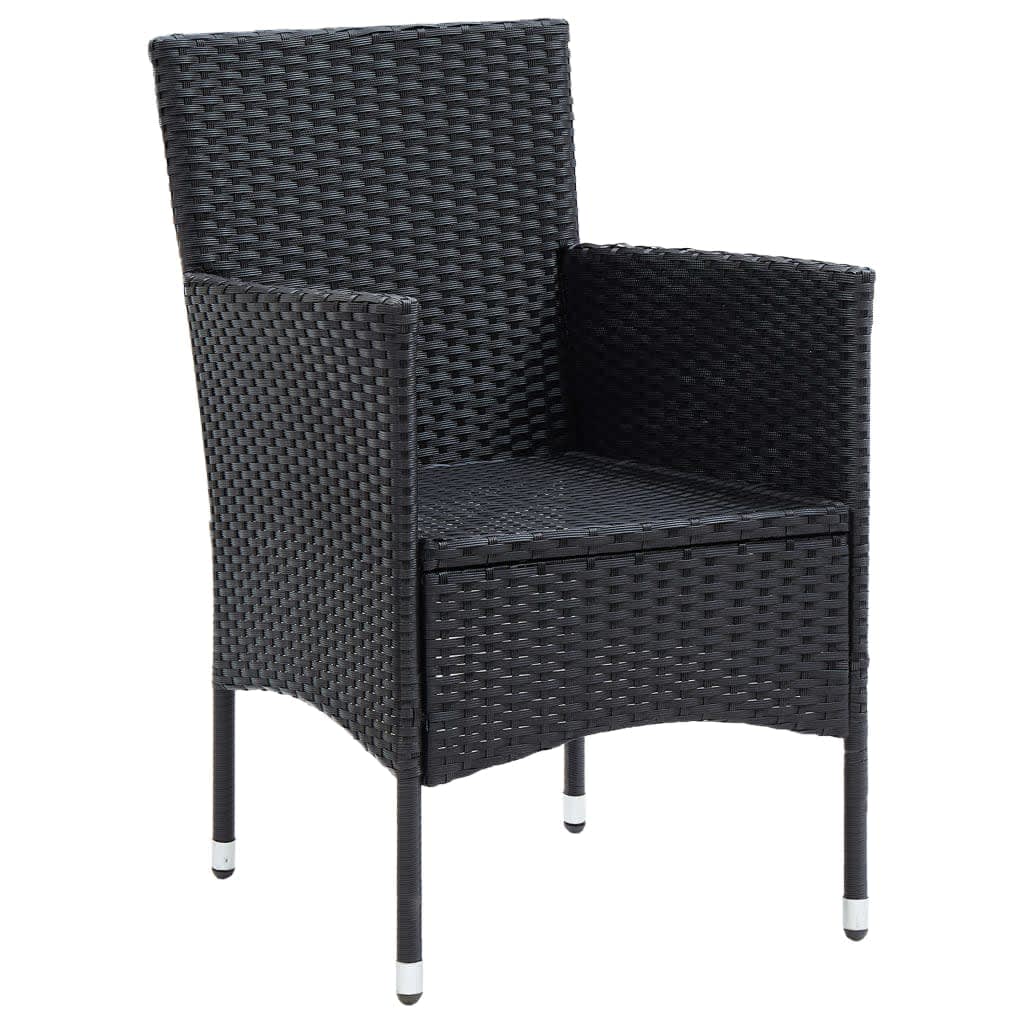 Mobilier à dîner de jardin et coussins 5pcs Résine tressée Noir