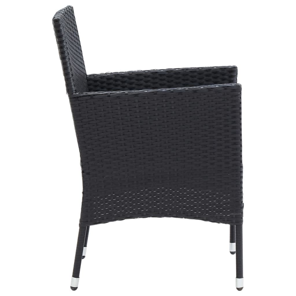 Mobilier à dîner de jardin et coussins 5pcs Résine tressée Noir