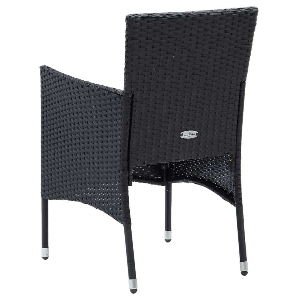 Mobilier à dîner de jardin et coussins 5pcs Résine tressée Noir