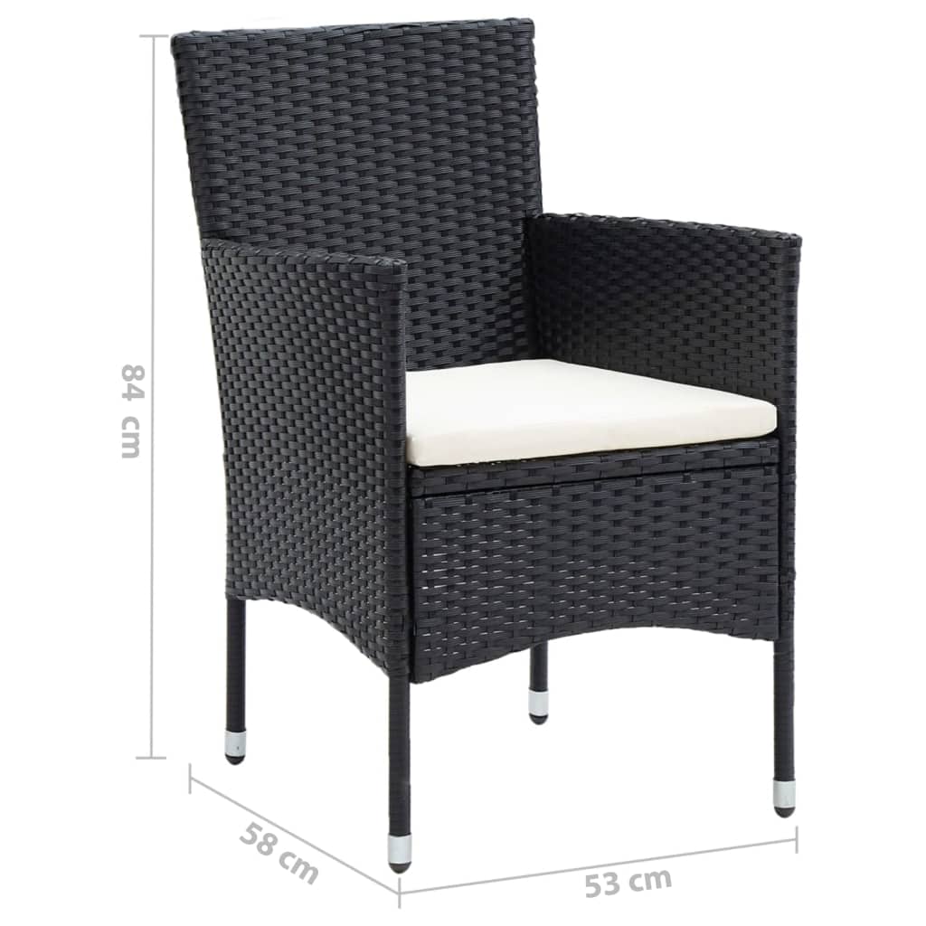 Mobilier à dîner de jardin et coussins 5pcs Résine tressée Noir