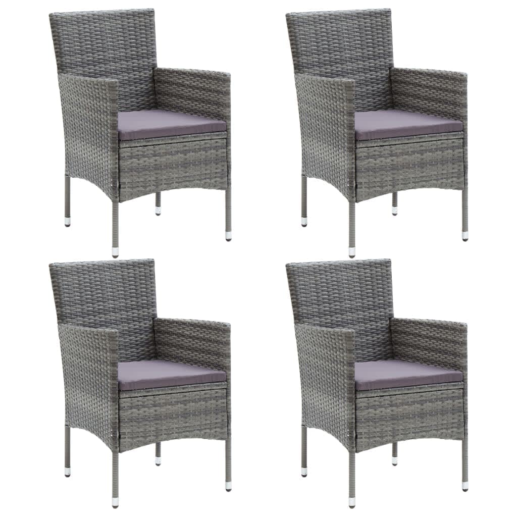 Mobilier à dîner de jardin et coussins 5pcs Résine tressée Gris