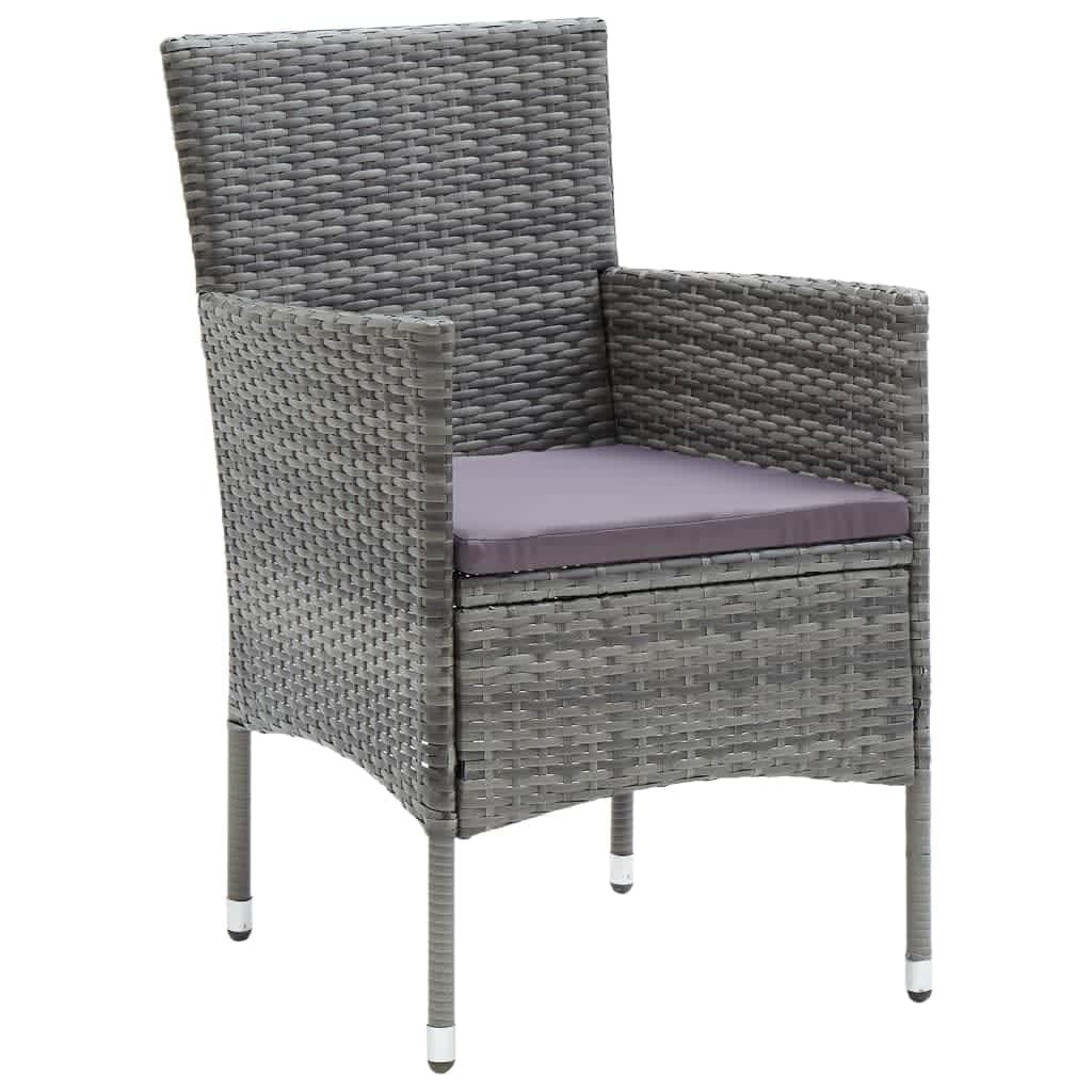 Mobilier à dîner de jardin et coussins 5pcs Résine tressée Gris