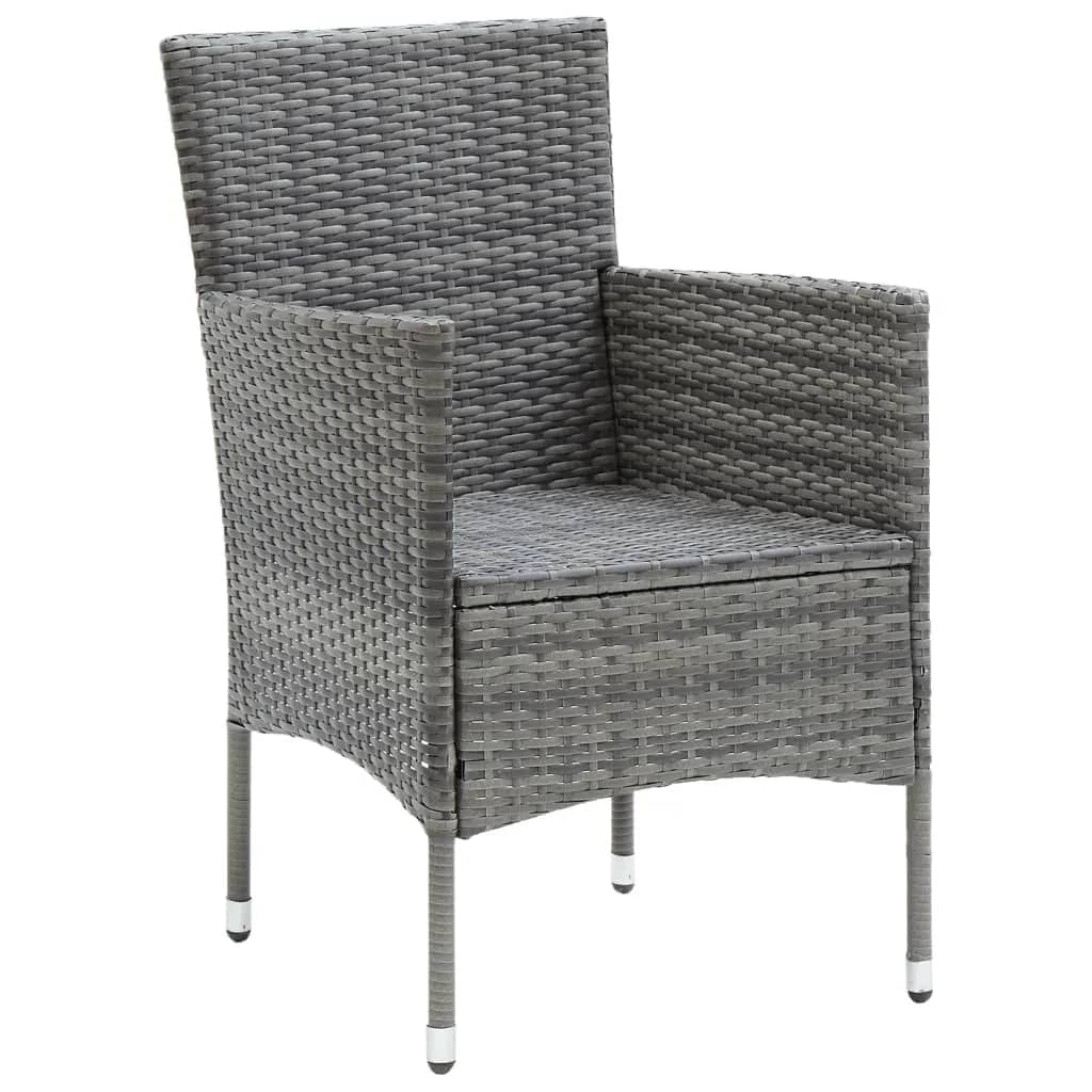 Mobilier à dîner de jardin et coussins 5pcs Résine tressée Gris