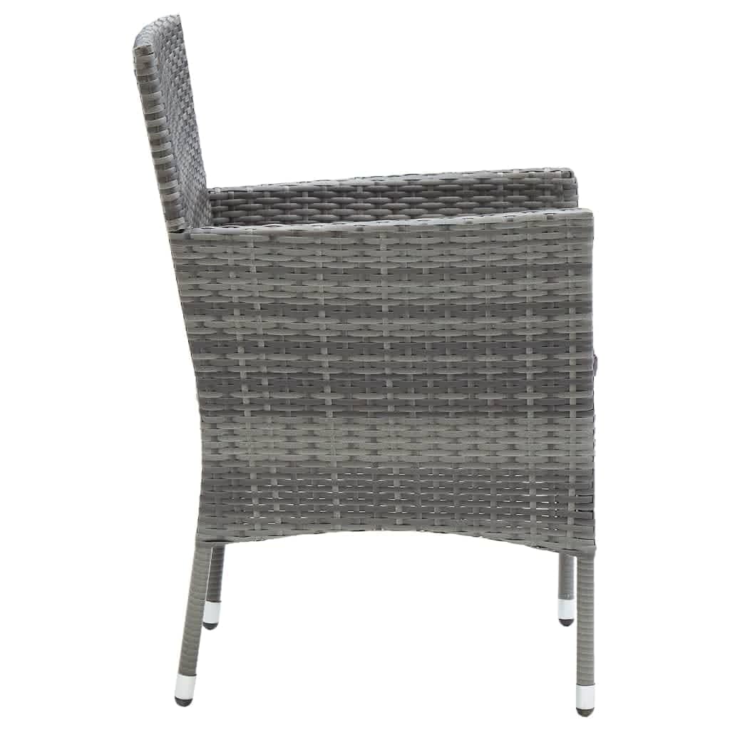 Mobilier à dîner de jardin et coussins 5pcs Résine tressée Gris